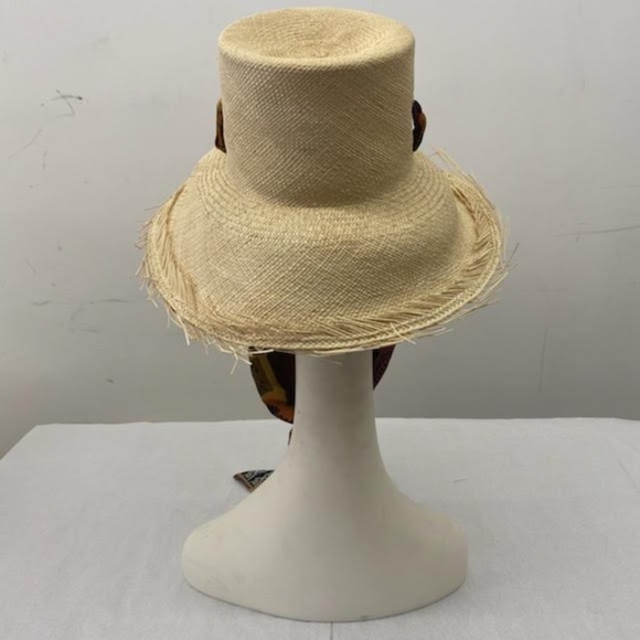 Woven Derby Hat with Patterned Ribbon - Picture 3 of 4